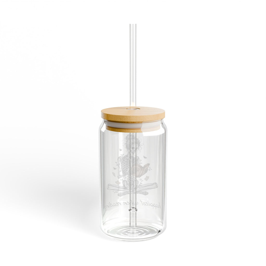 Happiest when reading — Sipper Glass, 16oz