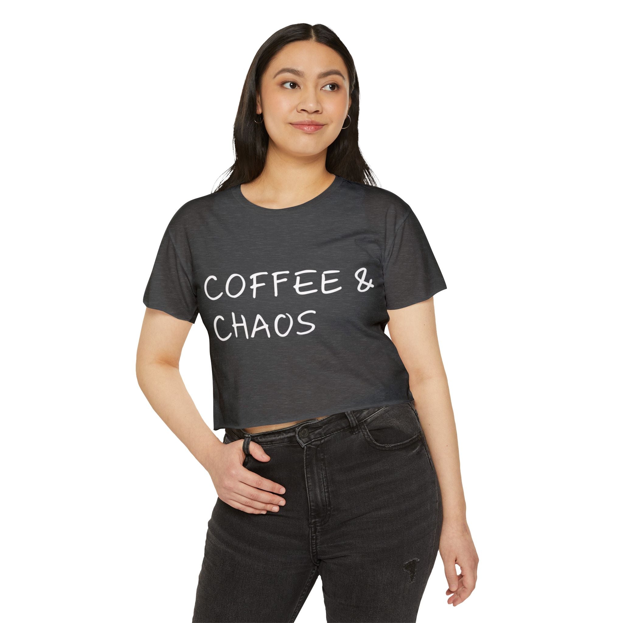 "Coffee & Chaos"  Crop Top